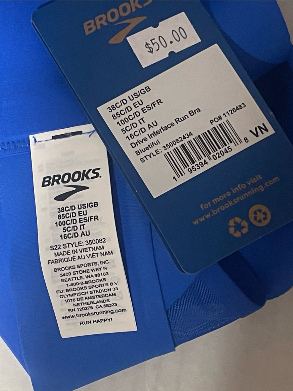 Brooks Drive Interlace Bra - 38C/D - Bluetiful - NWT - Picture 3 of 3
